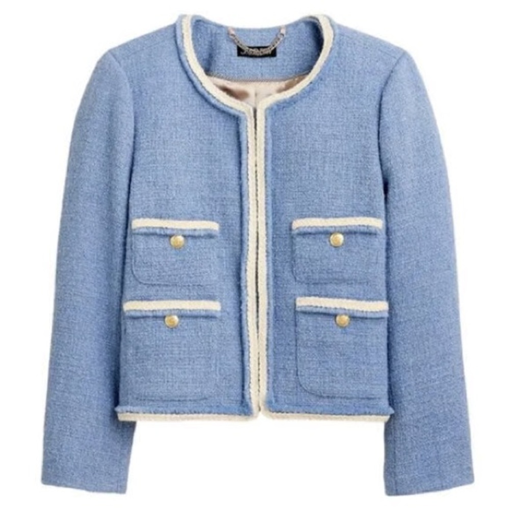 J. Crew Frances Lady Jacket in Maritime Tweed - Pale Seascape